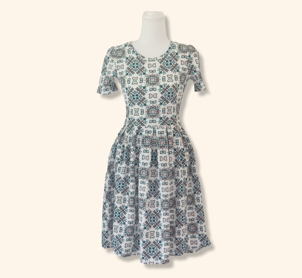Vintage LulaRoe Amelia abstract multicolor dress - Size XXS